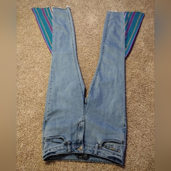 Prana Bell-Bottom Wide Flare Denim Jeans with Multicolor Stripes - Picture 8 of 15